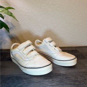 Vans Cream Velcro Sneakers Low-Top Suede